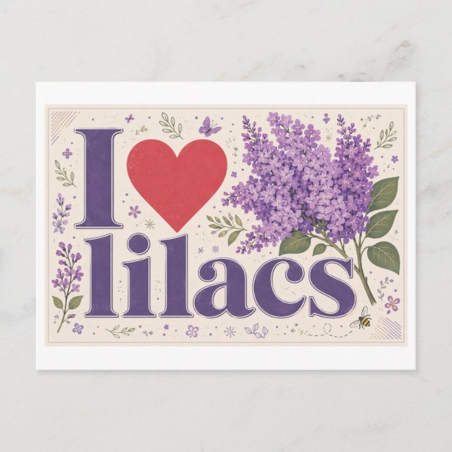 Cartão Postal "Eu [Coração] Lilases" (Frente)