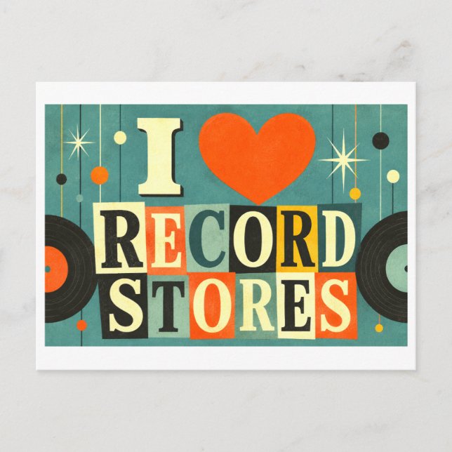 Cartão Postal "Eu [Coração] Lojas de Discos" (Frente)