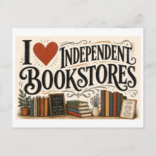 Cartão Postal "Eu [Coração] Lojas de Livros Independentes"