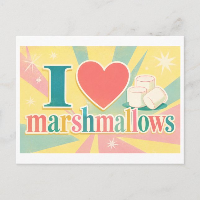 Cartão Postal "Eu [Coração] Marshmallows" (Frente)