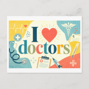 Cartão Postal "Eu [Coração] Médicos"