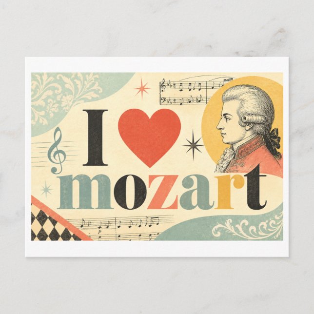 Cartão Postal "Eu [Coração] Mozart" (Frente)