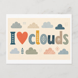 Cartão Postal "Eu [Coração] Nuvens"