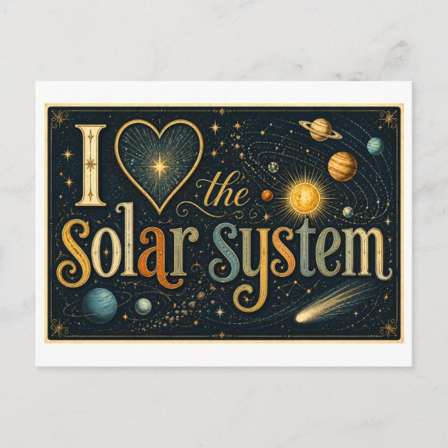 Cartão Postal "Eu [Coração] o Sistema Solar" (Frente)