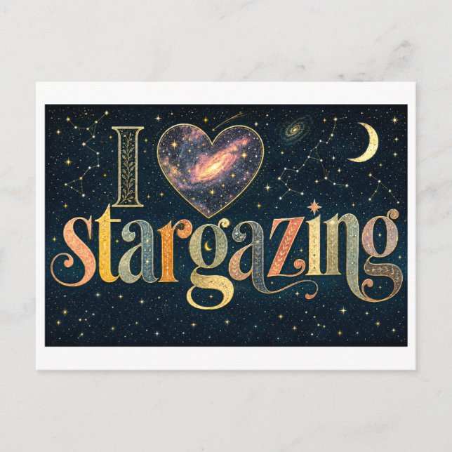 Cartão Postal "Eu [Coração] Observo as Estrelas" (Frente)