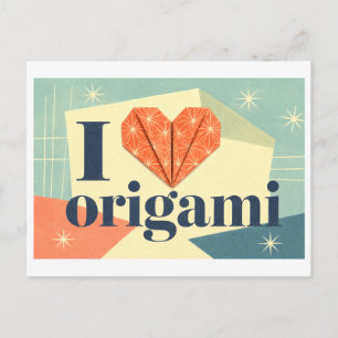 Cartão Postal "Eu [Coração] Origami"