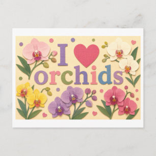 Cartão Postal "Eu [Coração] Orquídeas"