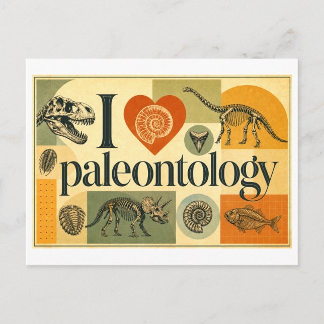 Cartão Postal "Eu [Coração] Paleontologia" (Frente)