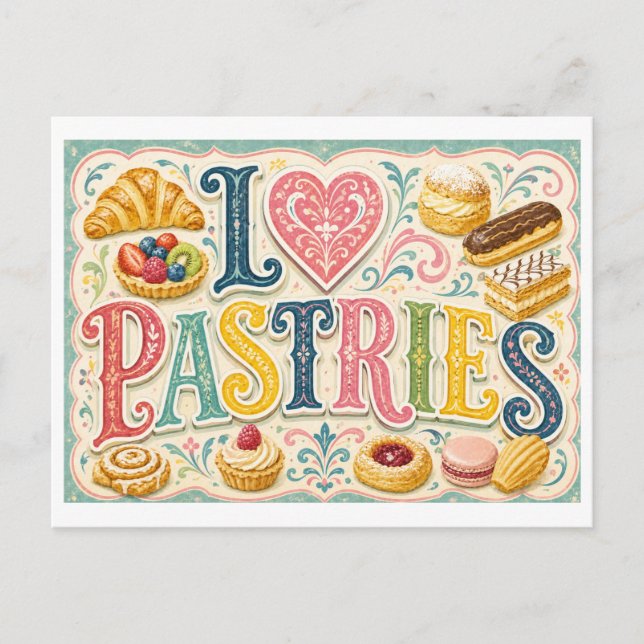 Cartão Postal "Eu [Coração] Pastéis" (Frente)
