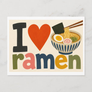 Cartão Postal "Eu [Coração] Ramen"