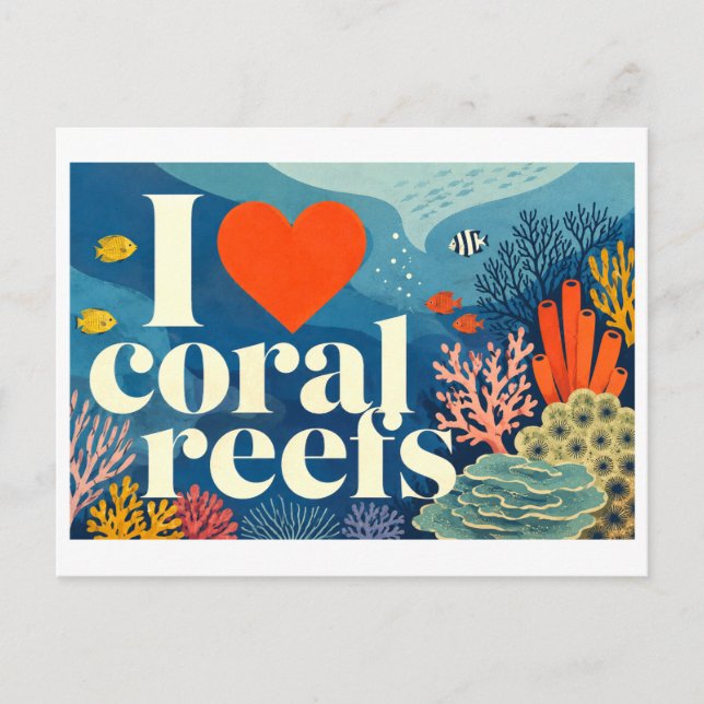 Cartão Postal "Eu [Coração] Recifes de Coral" (Frente)