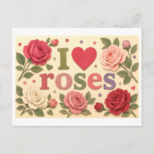 Cartão Postal "Eu [Coração] Rosas"