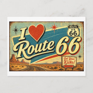 Cartão Postal "Eu [Coração] Rota 66"
