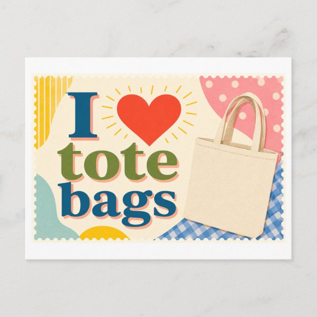 Cartão Postal "Eu [Coração] Sacolas" (Frente)