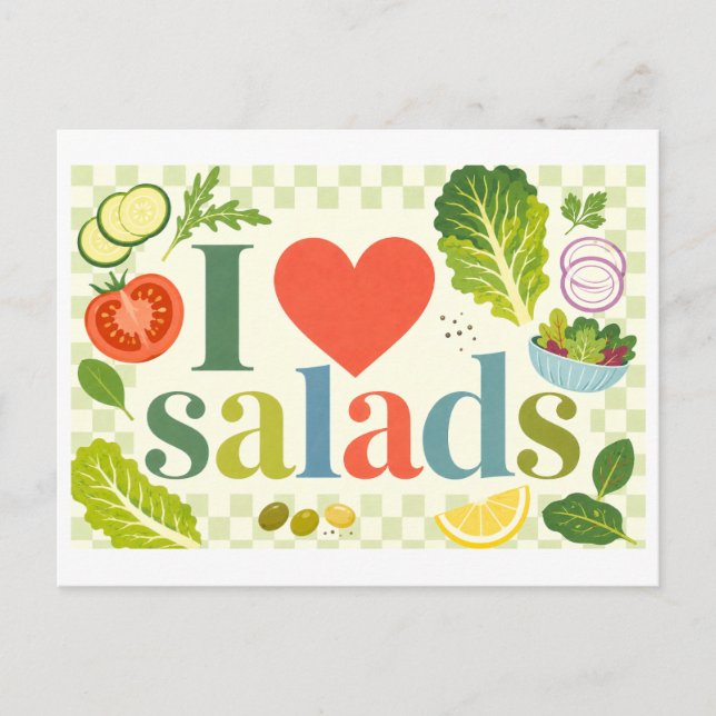 Cartão Postal "Eu [Coração] Saladas" (Frente)