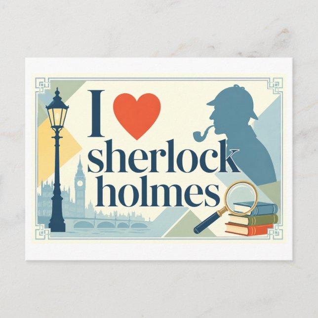Cartão Postal "Eu [Coração] Sherlock Holmes" (Frente)