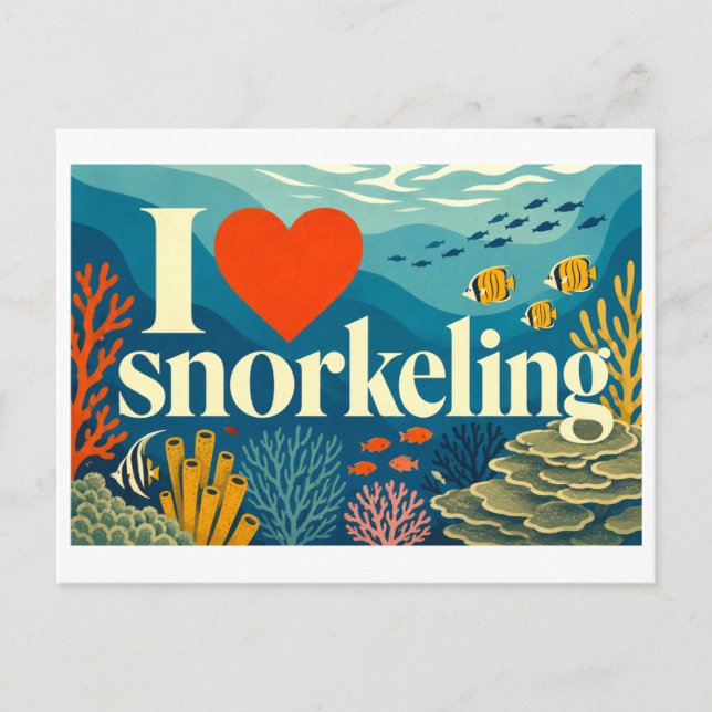 Cartão Postal "Eu [Coração] Snorkeling" (Frente)
