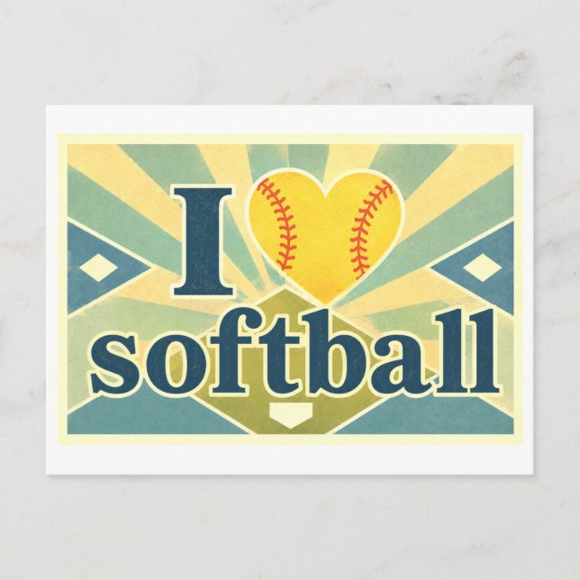Cartão Postal "Eu [Coração] Softball" (Frente)