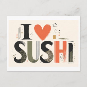 Cartão Postal "Eu [Coração] Sushi"
