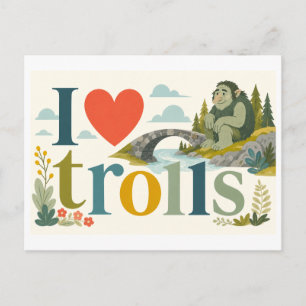 Cartão Postal "Eu [Coração] Trolls"