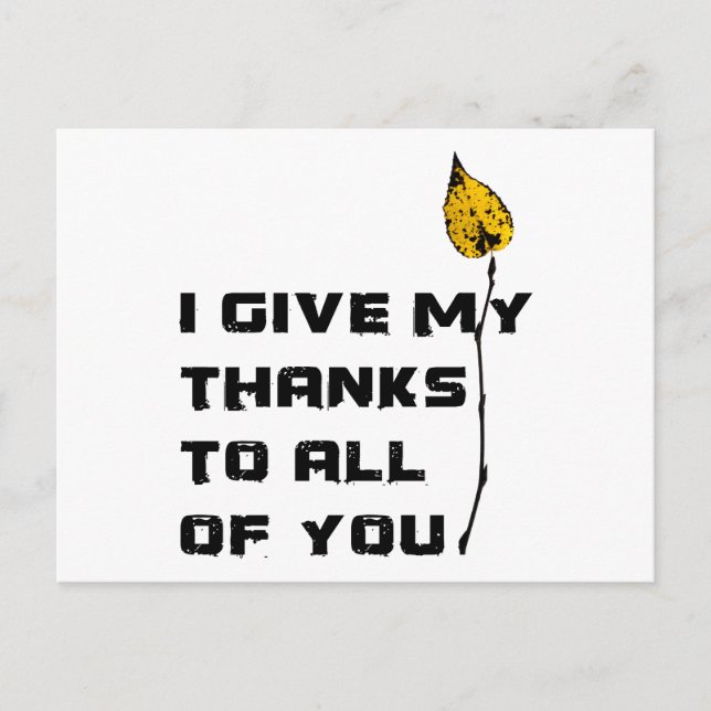 Cartão Postal Eu Dou Meus Obrigados A Todos Vocês (Frente)