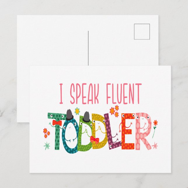 Cartão Postal Eu Falo Fluent Toddler - Mãe, Professora De Cuidad (Frente/Verso)