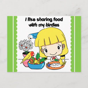 Cartão Postal Eu gosto de compartilhar comidas com meus pássaro