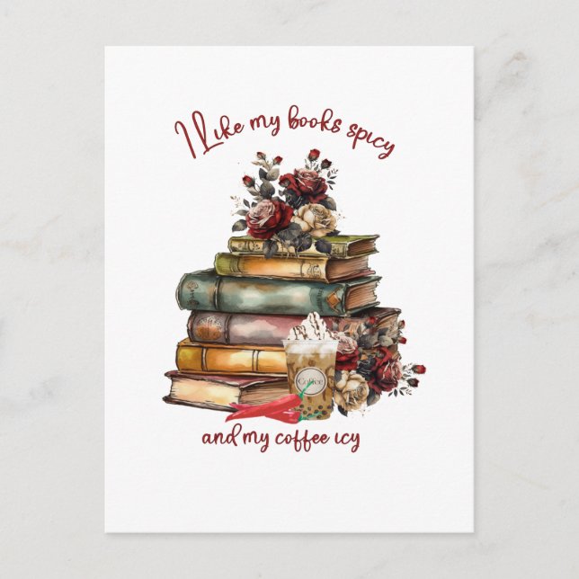 Cartão Postal Eu gosto dos meus livros picantes e da minha gelad (Frente)