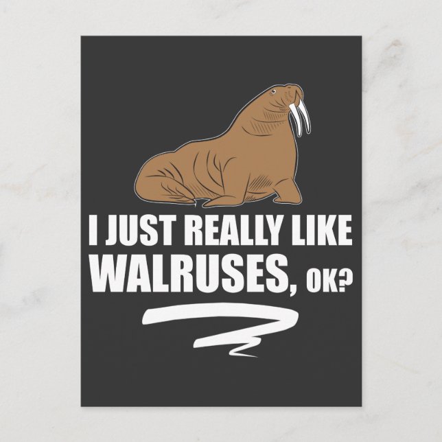 Cartão Postal Eu Gosto Muito De Walruses, Ok. (Frente)