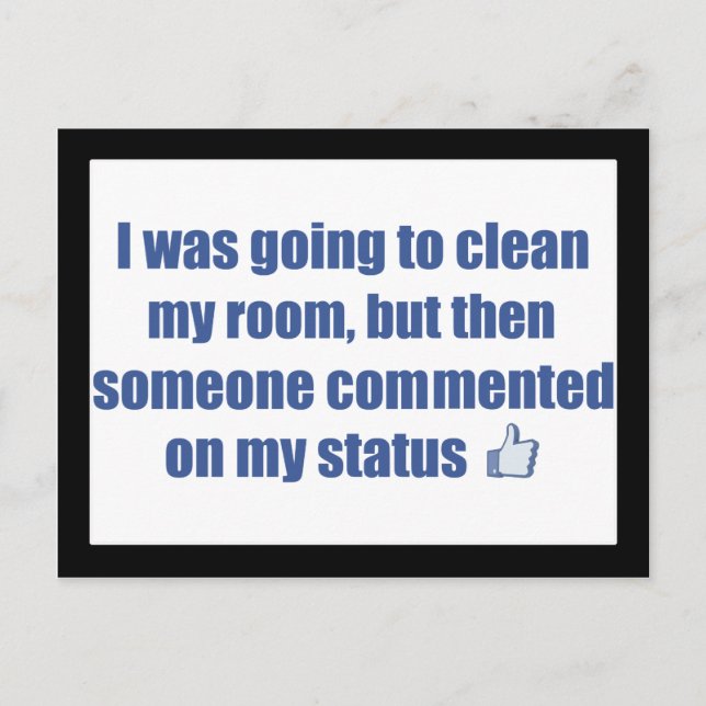 Cartão Postal Eu ia limpar o meu quarto, mas.... (Frente)