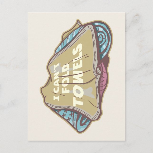 Cartão Postal Eu não posso dobrar toalhas engraçadas lavanderia  (Frente)