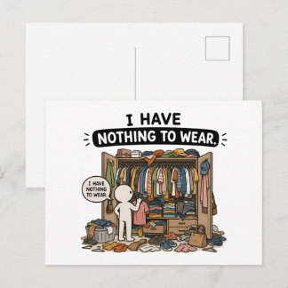 Cartão Postal Eu Não Tenho Nada para Vestir – Meme Divertido do