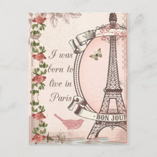 Cartão Postal Eu Nasci para Viver em Paris