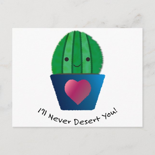 Cartão Postal Eu nunca vou te deserto Cactus (Frente)
