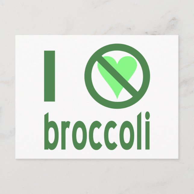 Cartão Postal Eu Odeio Broccoli Eu Não Amo Broccoli (Frente)