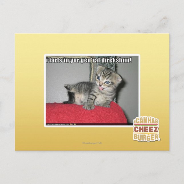 Cartão Postal Eu peido no seu gen'ral direkshun (Frente)
