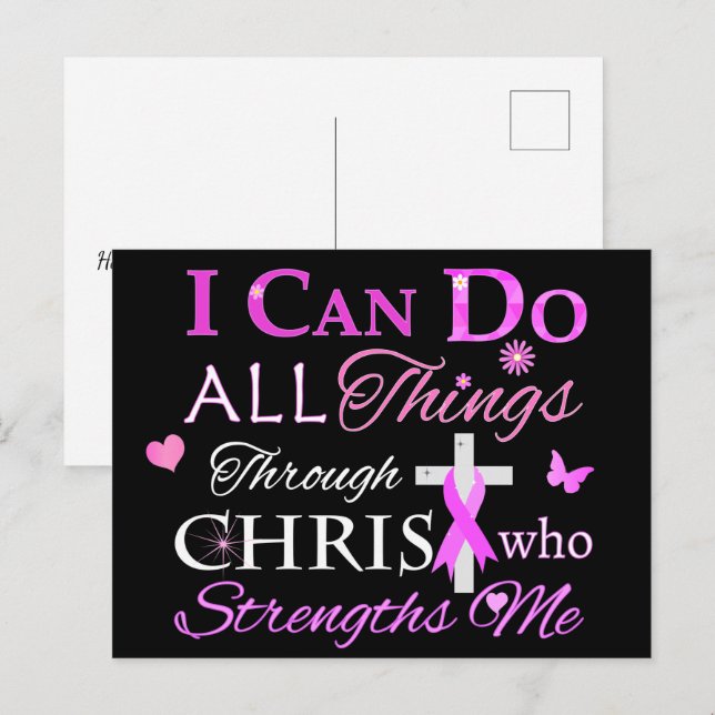 Cartão Postal Eu posso fazer tudo através do CRISTO (Frente/Verso)