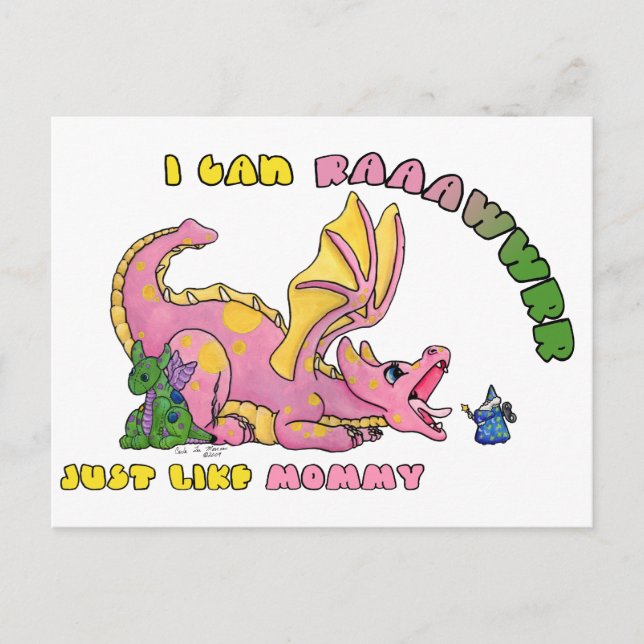 Cartão Postal Eu posso RAWR, assim como a Mamãe, querida Dragaga (Frente)