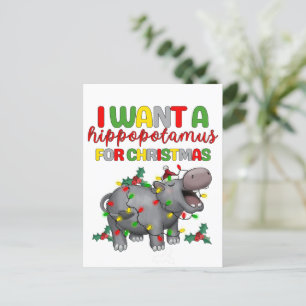 Cartão Postal Eu Quero Um Hippopotamus Para Um Retrô Engraçado D