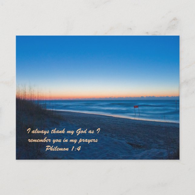 Cartão Postal Eu sempre obrigado meu Deus como me lembro de você (Frente)