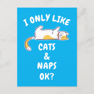CARTÃO POSTAL EU SÓ GOSTO DE GATOS E NAPS, OK?