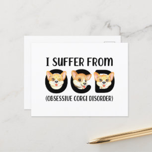 Cartão Postal Eu Sofro De Patos Obsessivos De Corgi Com OCD
