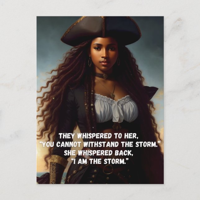 Cartão Postal Eu sou a Tempestade Arte Pirata da Mulher Negra (Frente)