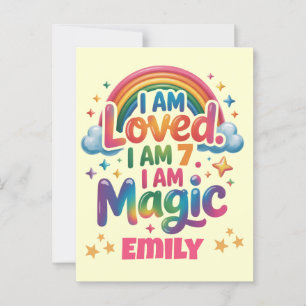 Cartão Postal Eu Sou Amada Eu Sou Mágica Afirmação de Aniversári