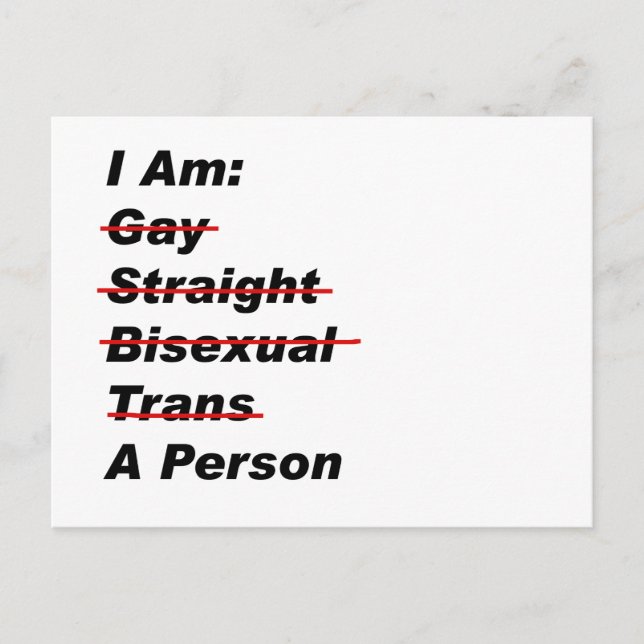 Cartão Postal Eu Sou Gay, Hetero, Bissexual, Trans, Uma Pessoa (Frente)