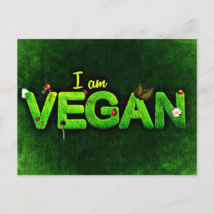 Cartão Postal Eu Sou Vegan Escrito Com Uma Textura De Natureza G