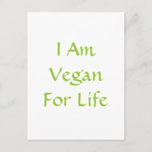 Cartão Postal Eu Sou Vegan Para A Vida. Verde. Slogan. Personali