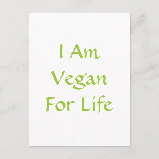 Cartão Postal Eu Sou Vegan Para A Vida. Verde. Slogan. Personali (Frente)