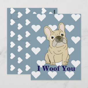 Cartão Postal Eu Te Adoro - Corações de Bulldog Francês