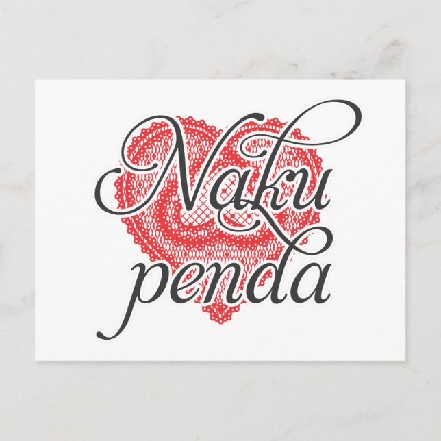 Cartão Postal Eu te amo em Swahili - Naku penda (Frente)